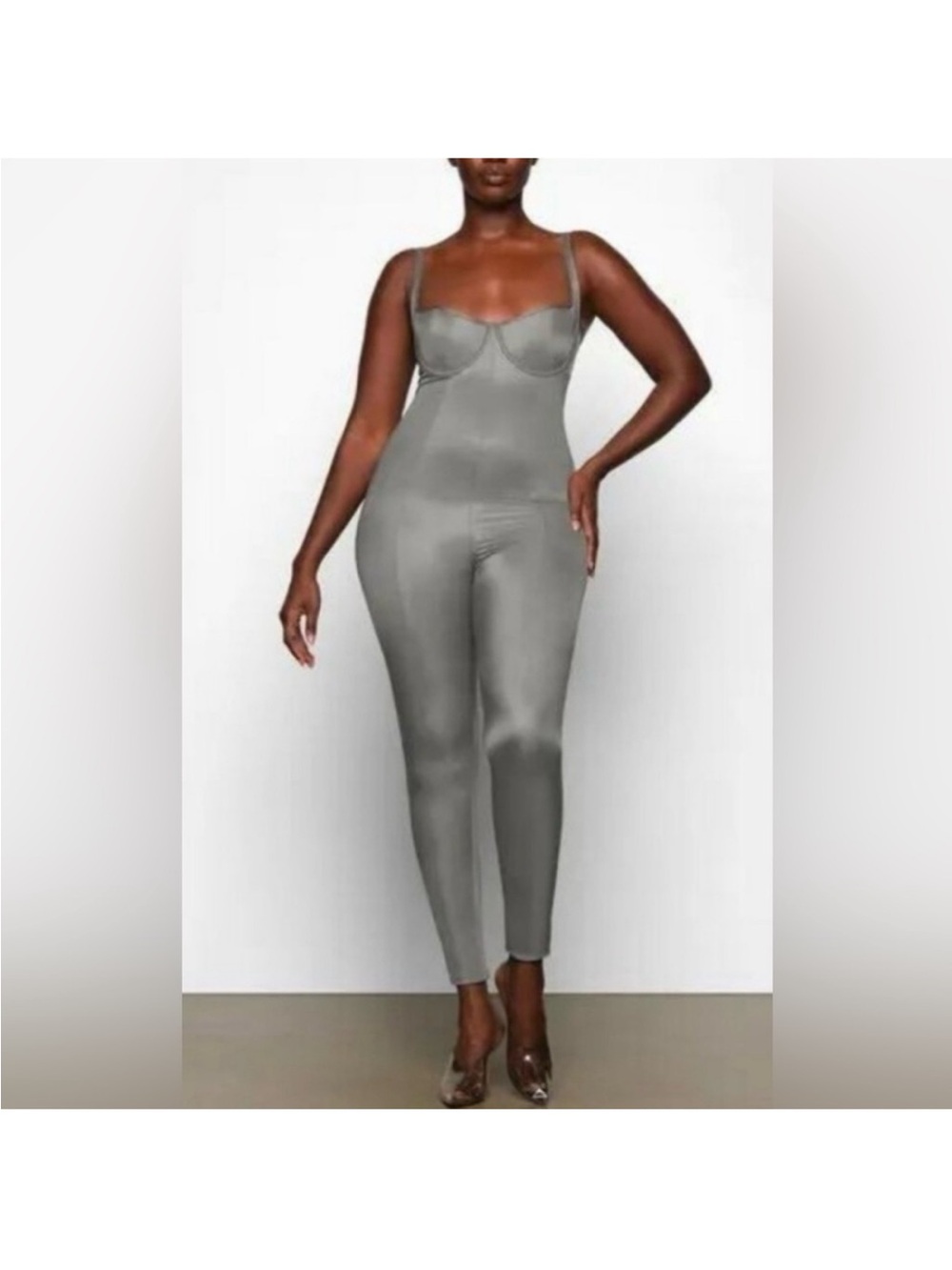 SKIMS Glissenette Underwire Catsuit- Thunder Gray
